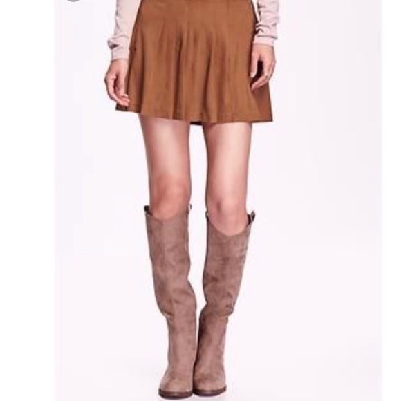 NWT M faux suede skirt size pleated mini leather - Picture 1 of 6